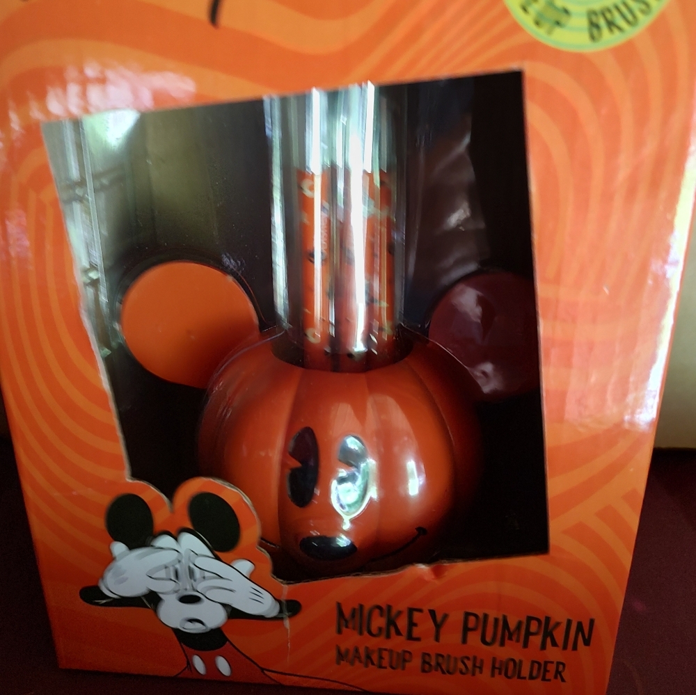 Disney Mickey Pumpkin Makeup Brush Holder - Orange and Black